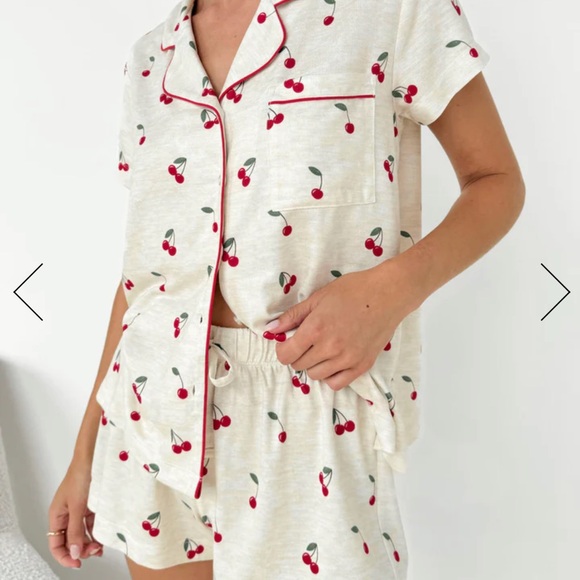 Splendid Cream and Red Cherry Pajama Set - Picture 2 of 5